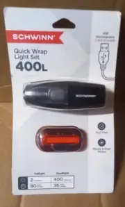 Schwinn 400 Lumen Quick-Wrap LED Light Set Bicycle Head & Tail Light Set NIB!!