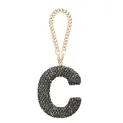 Bling Car Letter Charm Initial C Letter Hanging Ornaments for Bag Gray