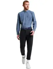 [Ben Sherman] Chambray Long Sleeve Shirt in Dark Navy