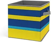 [LMHLDSC] Folding Storage Bins Yellow And Blue Stripes Print Collapsible Storage Cubes for Organizing Home, Office, Wardrobe, Toys, Bedding