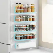 Magnetic Spice Rack for Refrigerator - Fridge Shelf Organizer, Blue 4 Pack with