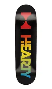 Hearty Skateboard Deck - Glow in the Dark - Black + FREE Griptape 7.75, 8, 8.25
