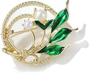 [BBirtyQV] Literary Pearl Dripping Oil Lotus Pond Moonlight Lotus Brooch Women'S Clothes Accessories
