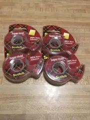 LOT 4 Scotch 3M Super-Hold Tape Dispensered Rolls 3/4 inch x 650 inches (18 YD)