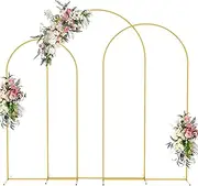 Wokceer Wedding Backdrop Stand Set of 3 - 8FT, 7.2FT, 6.6FT Gold Metal Arch for Ceremony, Baby Shower, Birthday Party, Garden Floral and Balloon Decoration