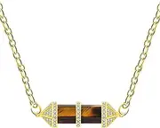 [Zircobic] Six-sided Bullet Design Quartz Stone Pendant Single Layer Chain Necklace | Anniversary Jewelry For Ladies | Adjustable-length Necklaces 17.7+1.96 Inch YA4726