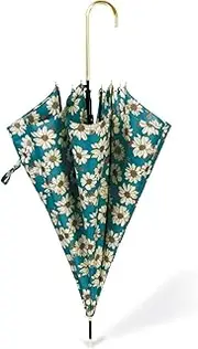 [YIDAX] Retro Print Travel Umbrella, Straight Umbrella, Aluminum J Handle Stick Umbrella, Sun Umbrella for Men Women,Blue