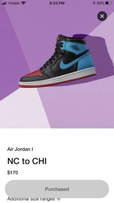 jordan 1 unc to chicago Womens Size 10.5 (mens 9)Confirmed