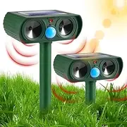 2 Pack Ultrasonic Animal Repellent Outdoor Deer Repellent Devices Solar Animal Repeller Waterproof, Motion Activated Animal Deterrent to Scare Cat Squirrel Rabbit Raccoon Skunk for Yard Garden Lawn