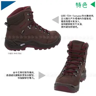 【LOWA 德國 女 Renegade GTX Mid 中筒多功能健行鞋《深藍/磚紅》】LW320945/登山鞋/中筒靴/徒步鞋