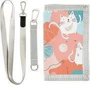[Yoogain] White Cats Cartoon Red men wallet for womens nylon slim wallets with lanyard, white cats cartoon red, 1 size, Fashion
