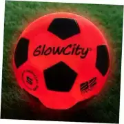 NEW Glow City Glow In The Dark LED Soccer Ball Official Size 5 Indoor/Outdoor