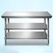 YUGXTH Stainless Steel Table, Commercial Kitchen Work Food Prep Table, Stainless Steel Catering Centre Table, Prep Worktable with 2 Adjustable Legs, for Outdoor Use, Restaurants, Hotels(120x80x80cm)