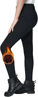 [BEROY] Kids Fleece Lined Horse Equestrian Riding Pants Breeches Winter Girls Boys Knee Patch Horseback Pant with Pockets