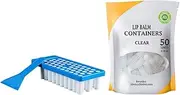 Lip Balm Crafting Kit, Lip Balm Container Tray Kit with Fill Tray and Spatula, 50 Clear Empty Lip Balm Containers Tubes Set for Women Girl Lipstick Homemade Lip Balm