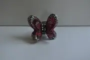 KIRKS FOLLY PINK CRYSTAL BUTTERFLY HAIR CLIP IN EBONY TONE