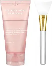 Collagen Night Wrappe Mask,Peel Off Facial Mask Pack, Deeply Hydrates & Firming & Glowy & Elasticity & Hydration Care, Reduces Sagging & Dullness (Pink (1pcs))