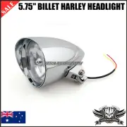 5.75" BILLET HEADLIGHT CHROME HARLEY DAVIDSON CHOPPER BOBBER SPRINGER SOFTAIL