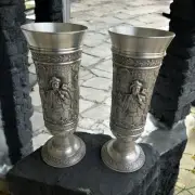 SKS Zinn Germany Pewter Goblets Stein Stag Hunter Forest Deer Wine Chalice Beer