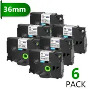 6PK Fits Brother P-Touch PT-P900W TZ-261 TZe-261 Black on White Label Tape 36mm