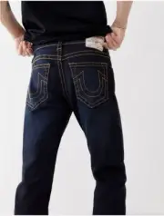 NEW TRUE RELIGION $199 GENO BIG T STITCH SLIM JEANS IN WASHED BLACK SZ 36/34