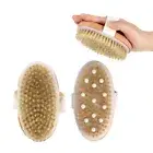 2 In 1 Dry Skin Body Brush Natural Bristle Dead Skin Remover Massage TooE2