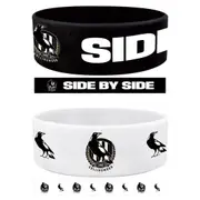 Collingwood Magpies AFL Team Logo Silicone Wristbands Set Of 2