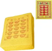 FEOEDY Pack of 50 Joss Paper Ancestor Money to Burn Incense Paper Yellow Hell Money for Tomb-Sweeping Day Honor Ancestors - Yellow