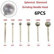 6PCS Diamond Round Ball Shape Head Burr Drill Bit Set for Ceramic and Glass