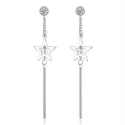 2PCS Copper Woman Jewelry Fashion Retro Long Tassel Hook Earrings