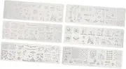 Healeved Halloween Manicure Template Set Nail Art Stencil 6pcs Nail Painting Template Plate