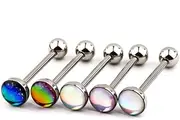 [Hilufiet] 5PCS Tongue Rings Stainless Steel Straight Barbell Tongue Piercing Jewelry for Men and Women 16mm