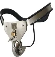 SAHOOSAFETY Stainless Steel Chastity Belt For Men Y-Shape Adjustable Chastity Cage Men BDSM Sex Toys Bondage Set Underwear Chastity Devices for Men(110-120cm)