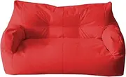 Lazy Sofas Cover Bean Bag Chair w/Footstool (No Filler) Stuffed Animal Storage or Memory Foam Lounger Seat Bean Bag Cover Soft Beanbag Chair for Adult Teen Children,Red