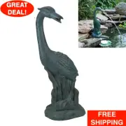 Heron Pond Spitter Bird Piped Statue Fountain Pond Water Feature Garden Decor US
