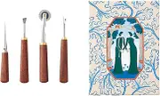 Clover Sewing Tool Set Walnut Perforated Ripper Metal Spatula Soft Roulette CL21-237