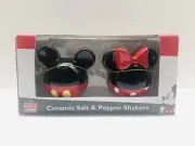 Disney Mickey and Minnie Mouse & Friends Ceramic Salt & Pepper Shakers Head Ball