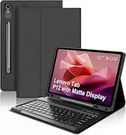 Lenovo Tab P12 12.7'' 2023 Keyboard Case, QWERTY UK Layout Detachable Bluetooth Keyboard, Slim Smart Case for Lenovo Tab P12 2023, Black