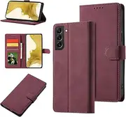 [YocoverTech] for Samsung S23 Plus 5G Wallet Case,for Galaxy S23 Plus 5G Case[6.6"] Retro Matte PU Leather Wallet Flip Cover with RFID Blocking Card Slots Magnetic Closure Kickstand Cover-Wine Red