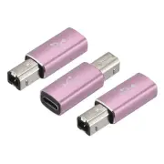 USB C Female to MIDI Convert Adapter, Type-C to USB B Adapter Rose Golden, 3pcs