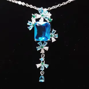 台灣の現貨 Chopard 蕭邦 香草天空 10克拉 海藍寶石 粉水晶 粉鑽 施華洛世奇水晶 項鍊 項鏈