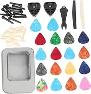Levemolo 1 Set Folk Guitar Replacement Accessories Bridge Pins Saddle Picks Puller Tool Essential Repair Kit for Beginners Professionals Random Color