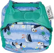Close Pop-in Single Nappy Wrap; Blue Puffin Velcro Fastener Reusable Nappy Popper Cover