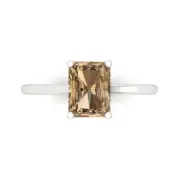2.0 ct Emerald Cut Champagne Stone Bridal Promise engagement Ring 14k White Gold