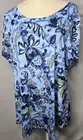 JM Collection Plus Size Floral Bloom - Print Short-Sleeve Top Watery Blue Sz 3X