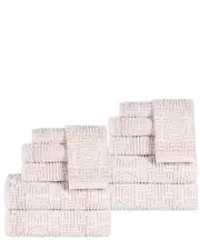 Superior Jasper Cotton Modern Geometric Jacquard Plush 12pc Towel Set