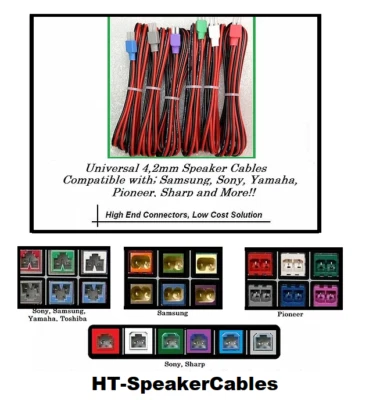 6 Universal 4,2mm 6 Foot/18 AWG Home Theater Speaker Cables Samsung-Sony-Pioneer