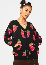 [Dangerfield] Strawberry Cotton Cardigan