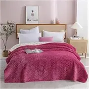 Quilts Twin A Cotton/B Velvet Soft Summer Lightweight Bedspread Floral Coverlet Quilted Blanket Thin Comforter Bed Cover,1 Piece(Rose)