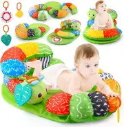 2-In-1 Tummy Time Mat & Seated Support Pillow Baby Toys 6-12 Months, Baby Tummy